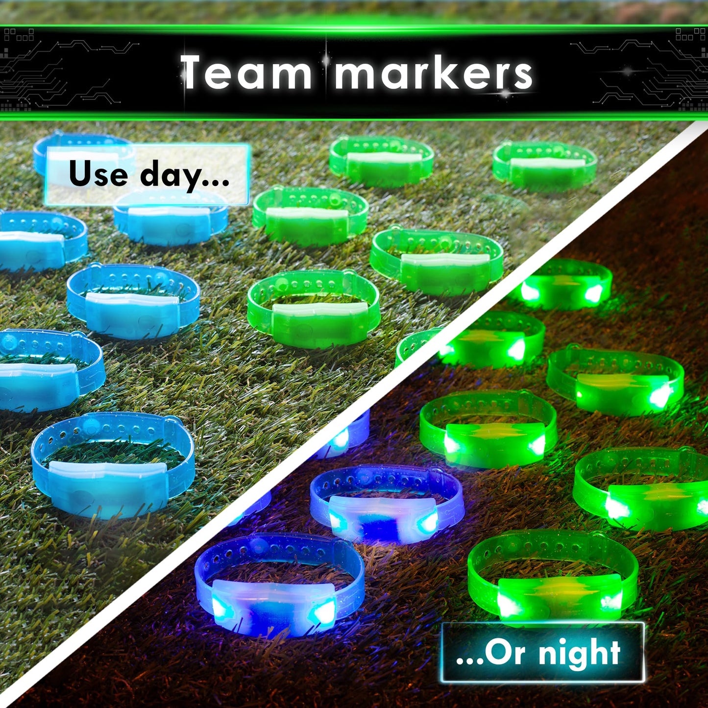 Capture The Flag REDUX: Glow-in-The-Dark Bracelet Expansion Set | Add 12 Players | Outdoor Games for Kids | Gift Idea for Teen Boys | Alternative to Hover Soccer & Light Up Basketball | By Starlux