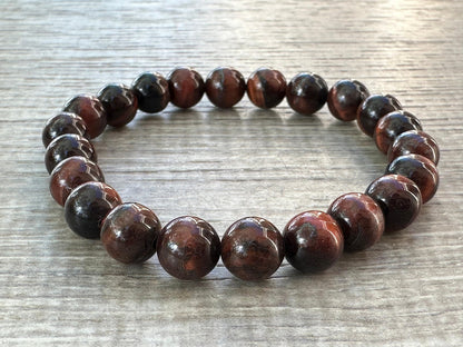 GAF TREASURES Red Tiger Eye Crystal Bead Bracelet 8mm, Genuine Red Tiger Eye Stretch Gemstone Bracelet, Healing Crystal Bracelet, Gift for Men & Women (1)