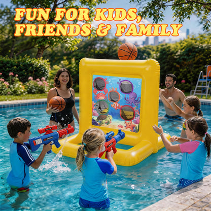 Gerosi Pool Toys for Kids & Adults, 2-in-1 Shooting Target Game & Pool Basketball Hoop, Family Pool Toy for Summer Swimming Pool Games, Pool Party Games and Backyard Fun