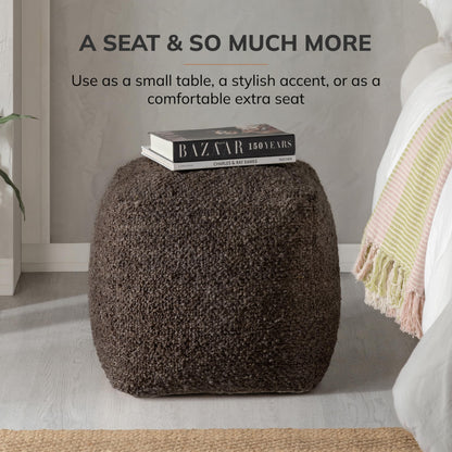 Anji Mountain Pouf Ottoman Foot Rest, Handmade Ottoman Pouf, Comfortable Foot Stool, Decorative Floor Seating for Living Room Decor, Bedroom & Home Décor Accent - Chocolate