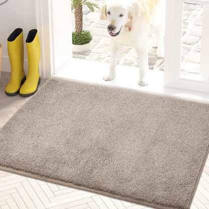 PURRUGS Dirt Trapping Door Mat 24" x 35.5", Non-Slip Machine Washable Entryway Rug, Dog Doormat, Indoor Front Door Mat, Super Absorbent Entry Rug for Muddy Shoes & Paws, Taupe