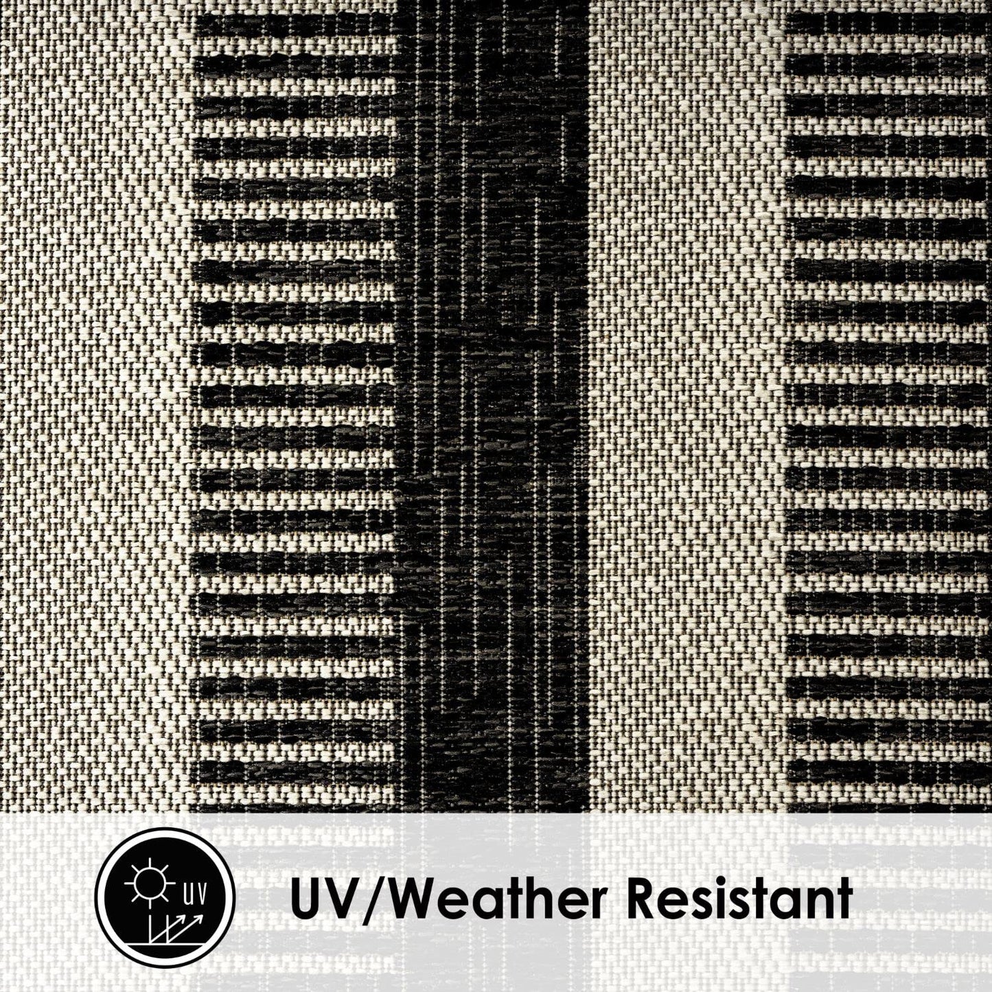 Nicole Miller New York Patio Country Charlotte Modern Stripe Indoor/Outdoor Area Rug, Black/Grey, 5'2"x7'2"