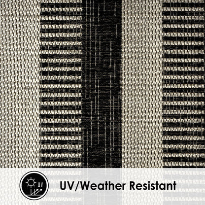 Nicole Miller New York Patio Country Charlotte Modern Stripe Indoor/Outdoor Area Rug, Black/Grey, 5'2"x7'2"