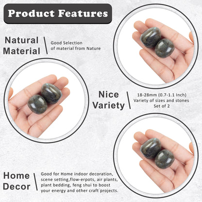 300+ Carats, 2 Pcs Labradorite Polished Stones and Crystals, Tumbled Stones 20-25mm Real Healing Stones for Beginners Used as Crystal Therapy, Meditation, Reiki, Thumb Stones Gift for Rock Collection