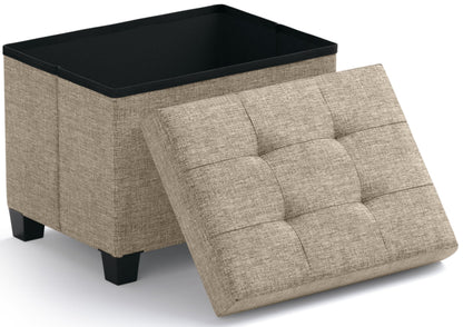 Ornavo Home Storage Ottoman Small Rectangle Ottoman with Legs, Foot Rest Stool Seat, Load up to 600 LB, for Living Room, Bedroom, Home Office, Dorm - 12 x 16 x 12, Tan