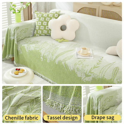 UWWGKK Couch Covers for Dogs Green Blanket Reversible, Loveseat Covers with Tassel Design,Sofa Cover for Home Decor,Living Room Furniture,Recliner Chair