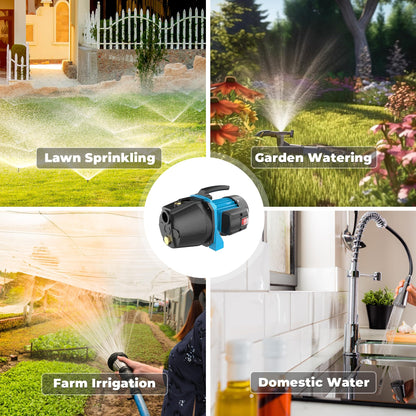 BOMGIE 1.1HP Shallow Well Pump, Garden, Water Transfer,Home Lawn Draining Irrigation Pump, Pressure Booster, Sprinkler, Jet,1200GPH 115V Portable Cast Iron GJE