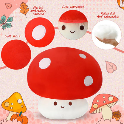 Fanfanwin 5 Pcs Mushroom Plush Pillow, 12 Inch 1 Large Mushroom Plush Pillow with 4 Small Stuffed Animals Hugging Room Decor Gift for Valentine