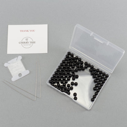 Cherry Tree Collection | 100PCS 6mm Black Tourmaline Gemstone Round Beads for Jewelry Making | Includes Storage Box, Elastic String, and Needles
