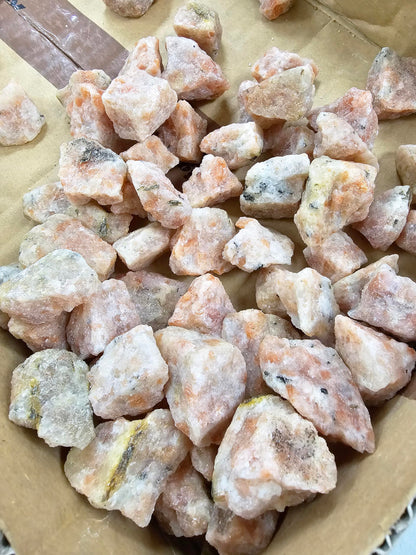 MINERALUNIVERSE Half Pound Sunstone Crystals Rough Stones - Bulk Sunstone - Raw Natural Stones & Crystals - Fountain Rocks for Tumbling, Polishing, Wire Wrapping, Reiki, Chakra Crystal Healing