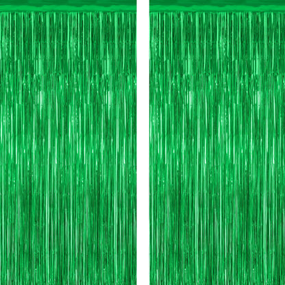 2 Pack Tinsel Backdrop, 3.28 FTx7.05 FT Green St Patricks Day Party Decorations, Metallic Backdrop Curtains Tinsel Curtains Streamer Backdrop, Party Supplies Wall Decor for St. Patricks Party Birthday