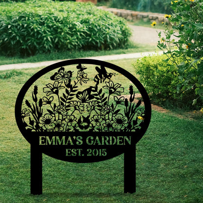 Metal Signs Customized, Personalized Garden Stake Metal Sign, Custom Garden Name Sign, Custom Date Sign with Stakes for Outside, Home Backyard Decor, Farmhouse Patio Decorations, Housewarming Gift