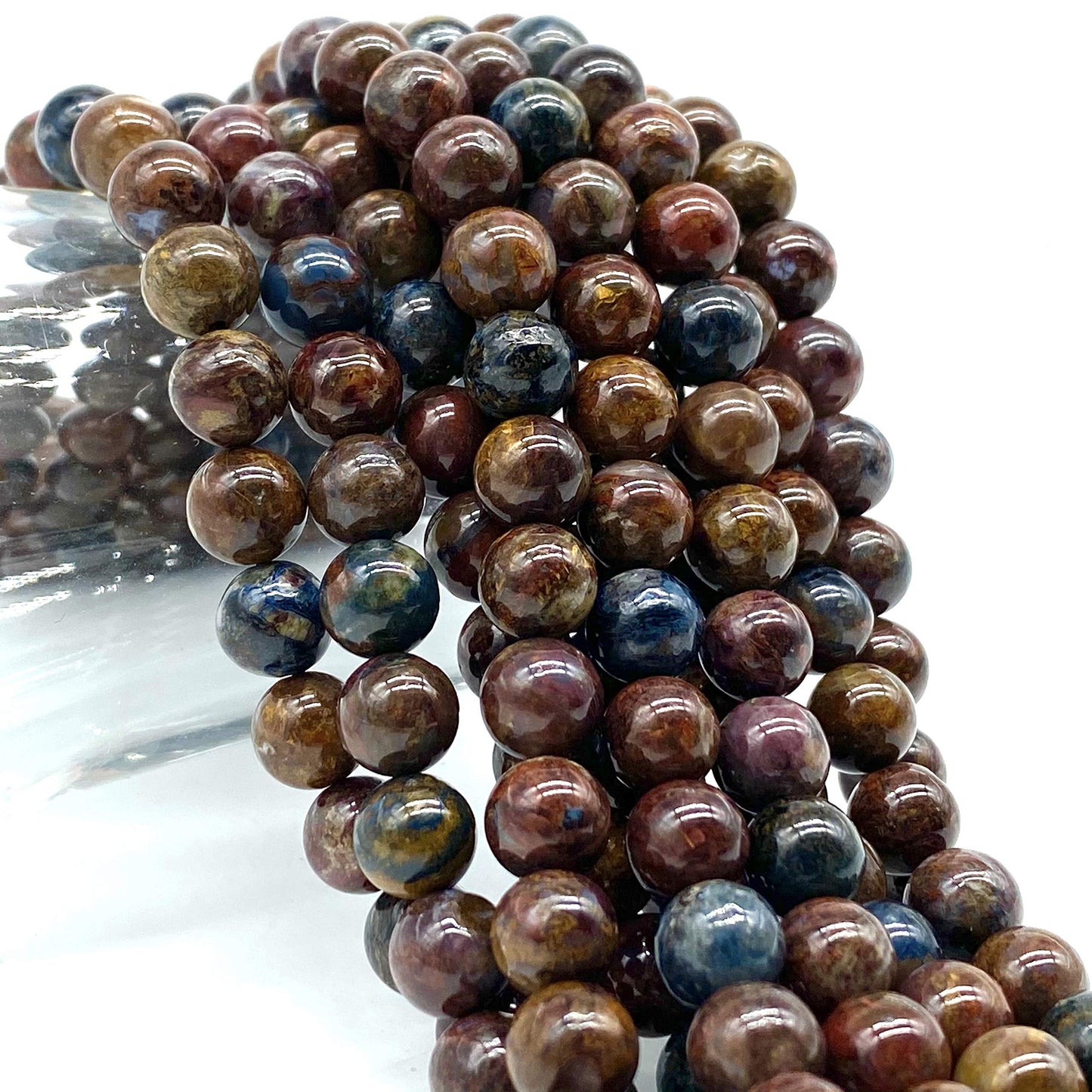 ABCGEMS Namibian Matrix-Brown Pietersite Beads from Africa (Vision Stone for Meditation- Gorgeous Swirling Bands) Healing Chakra Energy Crystal Stone Smooth Round 10mm