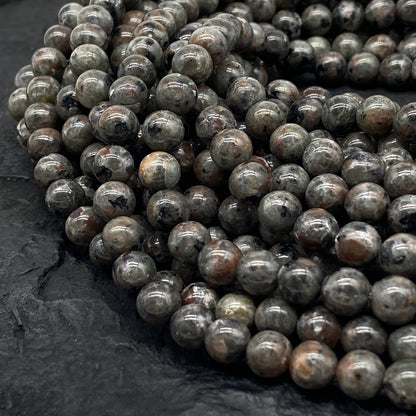 ABCGEMS (UV Glowing Rock - Authentic USA-Sourced) American Smoky Yooperlite Beads from Lake Superior (Flashing Flame Under Ultraviolet) DIY Jewelry Making Smooth Round 10mm