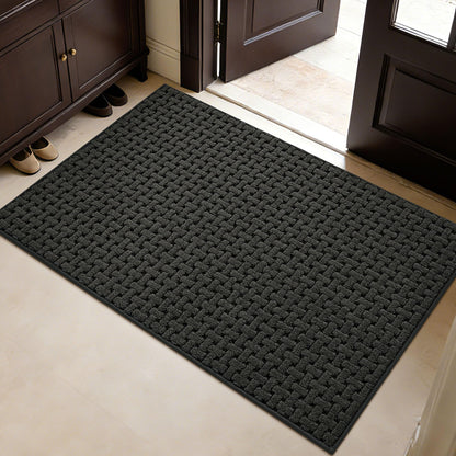 FLOORHUG Door Mat Indoor Entrance 32x48, Non-Slip Washable Doormats Entry Way Mats, Dirt Resistant and Absorbent Welcome Mat, Easy Clean Low-Profile Doormat, Front Door, Inside Entrance, Dark Grey