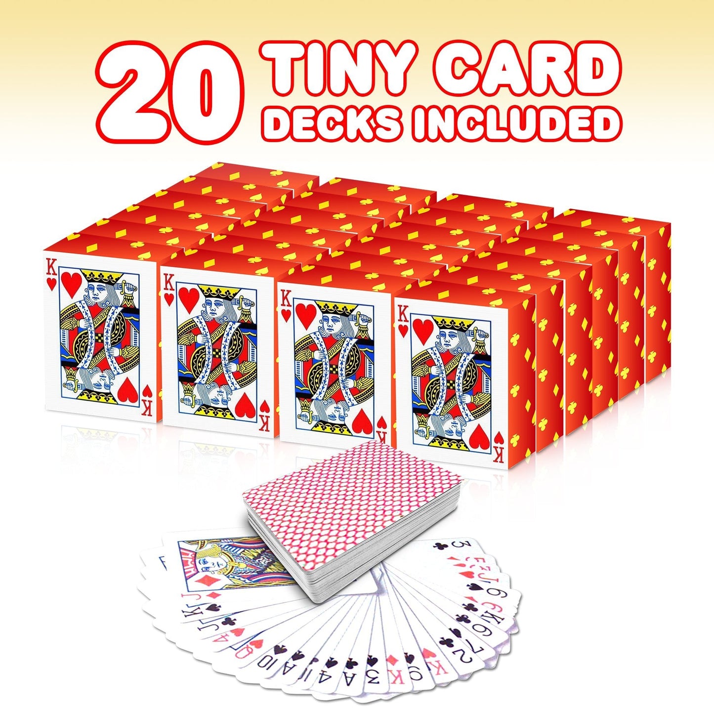Gamie Pack of 20 Mini Playing Cards - Poker Mini Card Deck - Miniature 1.5 Inch Card Set - Small Casino Game Cards for Kids, and Adults - Great Novelty Gift, Party Favor for Boys and Girls