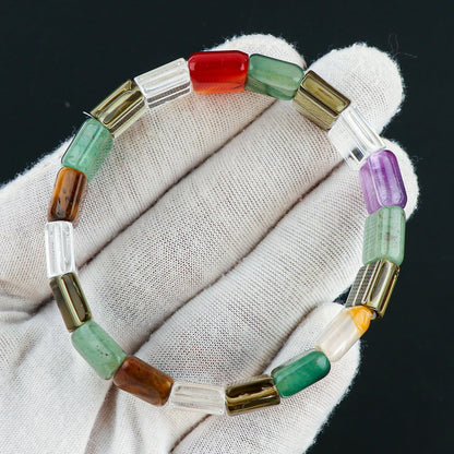CRYSTALIS 7-Chakras Gemstone Elastic Stretch Stones Bracelet, Natural Crystals, Chakra Healing Jewelry, Men & Women, Adjustable Bracelet, Gift Giving Bracelet, 7.25 to 7.50 inch
