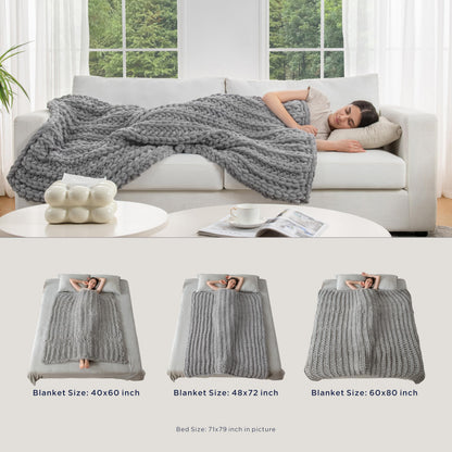 Maetoow Handmade 20 lb Soft Knitted Weighted Blanket, 60 x 80 in Breathable Chunky Knit Gravity Blanket Throw, Home Decor for Sofa Couch Bed, Light Grey