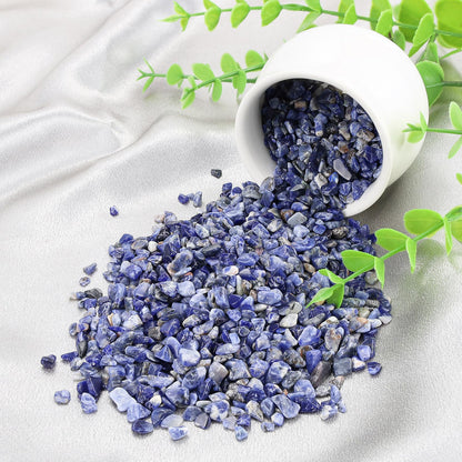 ZHIYUXI Blue Sodalite Crystal Chips Bulk Fish Tank Decorations Aquarium Rocks Gravel Vase Filler Stones Crystals for Candle Making Witch Kit Gravel for Plants Quartz Sand Gemstone 0.22 lbs