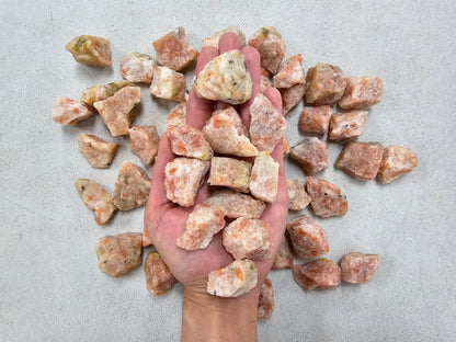 MINERALUNIVERSE Half Pound Sunstone Crystals Rough Stones - Bulk Sunstone - Raw Natural Stones & Crystals - Fountain Rocks for Tumbling, Polishing, Wire Wrapping, Reiki, Chakra Crystal Healing
