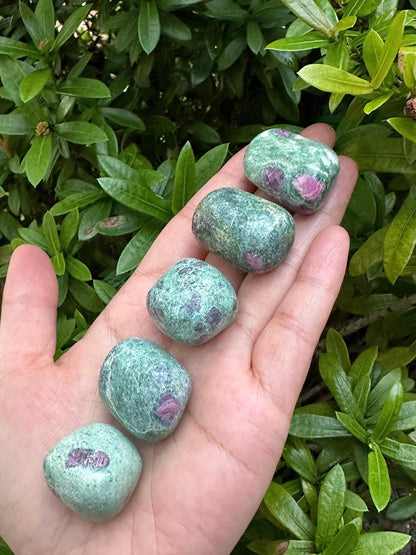 GAF TREASURES Wholesale Ruby Fuchsite Tumbled Stones, Polished Natural Ruby Fuchsite Gemstone, Ruby Fuchsite Polished Rocks (Ruby Fuchsite, 0.25 Pound)