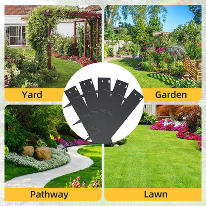 5PCS Steel Landscape Edging 39 x 7Inch (4 Inch Metal Strips + 3inch Nail) Black Garden Edging Border Length Flexible Landscape Edging Anchoring Stakes