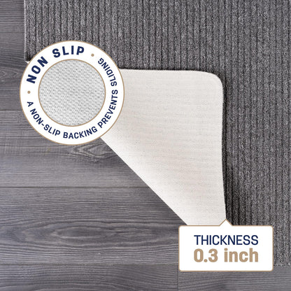Beverly Rug Non-Slip Modern Entry Rug 2x3 Solid Traditional Rubber Backing Machine Washable Soft Thin Indoor Area Rugs for Living Room Stain Resistant Non Shedding Casual Carpet (2 x 3 Gray)
