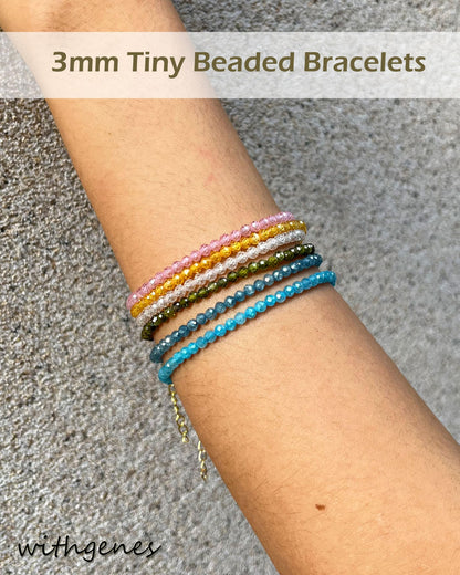 Withgenes Cubic Zirconia Bracelets for Women Shinning Diamond Crystal Bead Bracelet Unique Sparkly Simple Design Natural Stone Jewelry Gifts, CZ White
