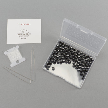 Cherry Tree Collection | 100PCS 6mm Hematite Gemstone Round Beads for Jewelry Making | Includes Storage Box, Elastic String, and Needles