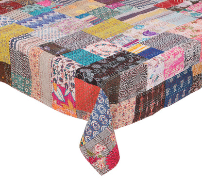 Marubhumi Indian Traditional Pure Cotton Patchwork Kantha Quilt, Paisley Print Kantha Quilt Multi Color (Multicolor-1, Twin (60"x 90"))