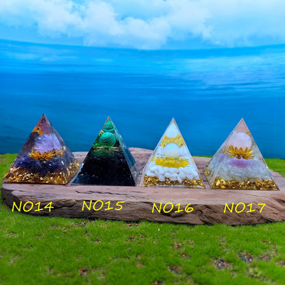 Healing Crystals Orgone Pyramid for Positive Energy, Stress Reduction, and Attracting Wealth and Luck Reduce Stress and Promote Healing with this Crystal Pyramid Home Decor (NO5,6cm)