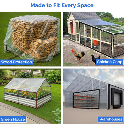 Covers & All Heavy Duty Clear Vinyl Tarp – 20 Mil Waterproof Clear Tarp with Grommets for Patio, Porch, Gazebo, Greenhouse & Chicken Coop (7 x 20 ft)