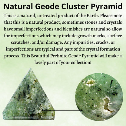 Prehnite Pyramid Crystal Healing Stones - 1.5" Great Pyramid Figurine of Natural Stone Pyramid for Meditation, Reiki, Chakra Balancing and Crystal Pyramids Grid