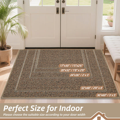 BEQHAUSE Dirt Trapper Door Mat 36" x 60", Non-Slip Washable Doormats Entrance Mat, Dirt Resistant and Absorbent Welcome Mat, Low Profile Floor Mats for Front Back Door and Entryway, Beige