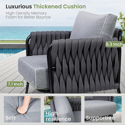 Jocoevol Outdoor Patio Furniture Set, Outdoor 5-Seat Sofa with Coffee Table, Waterproof Thick Cushion Patio Conversation Set, All Weather Outdoor Couch Set for Deck, Lawn, Balcony, Porch