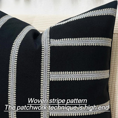 Slow Cow Pack of 2 Stripe Patchwork Throw Pillow Cover Cushion Cover Pillow Cover for Sofa Couch 18 x18 Inches