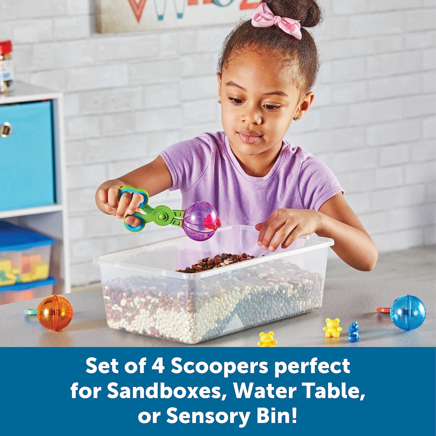 Learning Resources Handy Scoopers - Sensory Bin Sand Toys, Fine Motor, Montessori Kids, Plastic Tweezers, Homeschool Preschool Supplies, Gifts for Boys and Girls