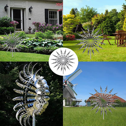 Unique and Magical Metal Windmill, 3D Wind Powered Kinetic Sculpture, Wind Spinner Solar, Wind Spinners for Yard and Garden, Windmill Catchers Outdoor Patio Decoration