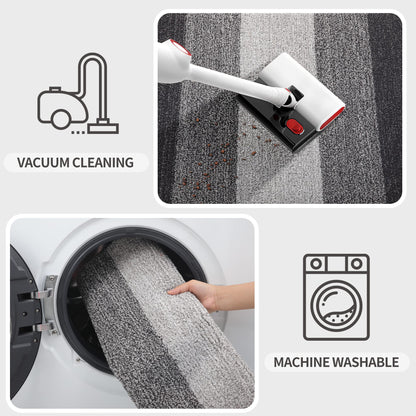 Kitinjoy Indoor Outdoor Door Mat, 32x20 Non-Slip Absorbent Dirt Trapper, Low-Profile Washable Inside Entrance Front Floor Mat, Sturdy Soft Entry Doormats for Entryway, Grey