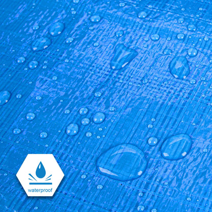 CARTMAN Finished Size 12x16 Feet Blue Poly Tarp 5 Mil Thick, Multipurpose Protective Cover for Camping, Tent, Boat, RV, Car