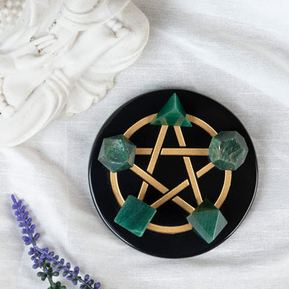 Crocon Green Aventurine 5Pcs Platonic Solids Crystal Geometry Set, Platonic Solids Sacred Geometric Stones for Meditation Reiki Balancing Healing Chakra Stone Cleansing Spiritual Good Luck (15-20 mm)