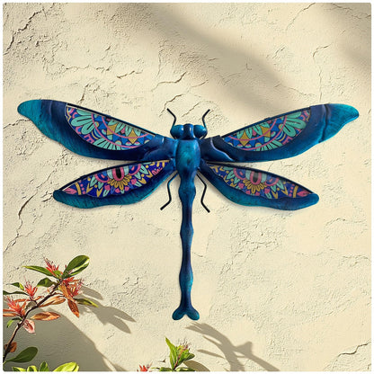 LIFFY Metal Dragonfly Wall Decor Handmade - Outdoor Metal Wall Art Decor for Patio Garden Fence Living Room, Bedroom, Dragonfly Gifts