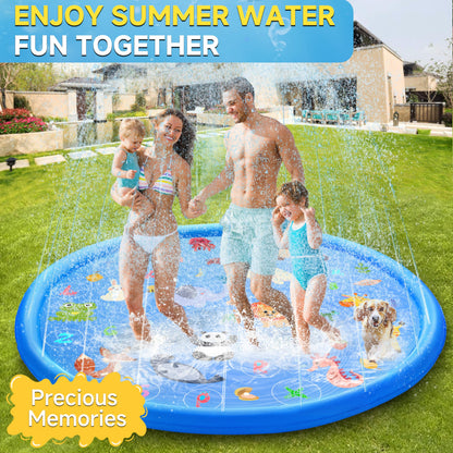 Non-Slip Splash Pads for Toddlers 1-3, Thickened 69-Inch Sprinkler Pool – Fun Outdoor Water Play Mat for Kids, Children, and Dogs – Safe Summer Backyard Fountain Toy (Blue)
