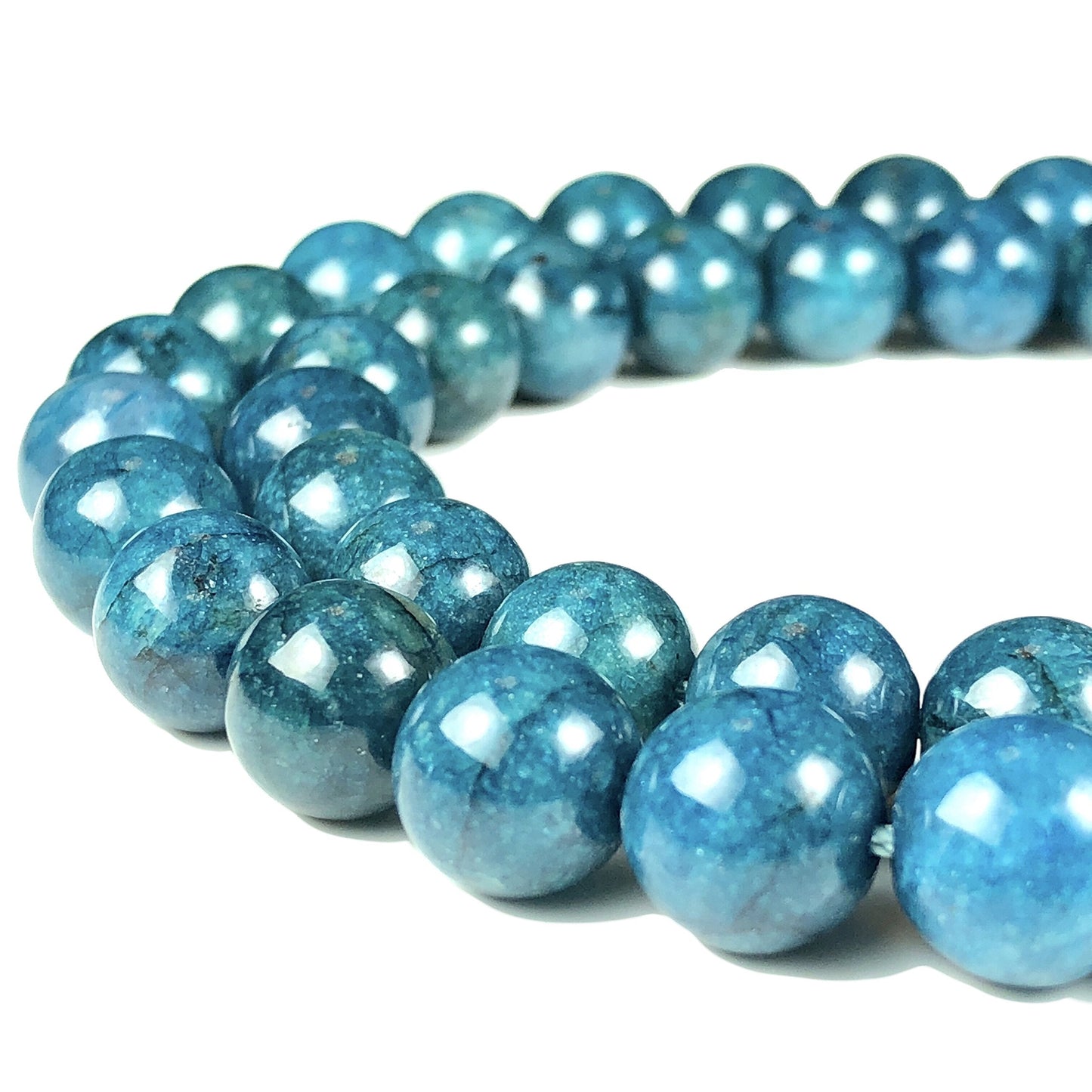 ABCGEMS Minas-Gerais Apatite Beads from Brazil (Darkest Blue Hue - Center Cut from Stone - Not Druzy Layer) DIY Jewelry Making Beading Supplies - Smooth Round 10mm