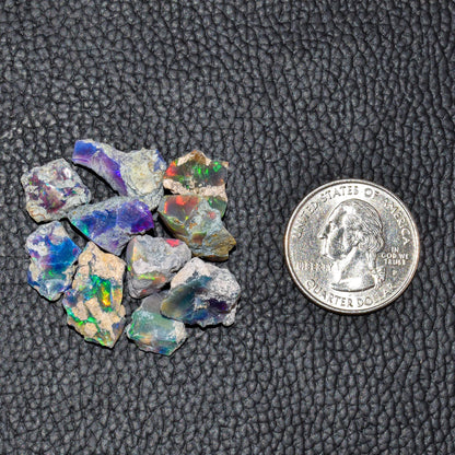 10pcs, 100% Real Ultra Fire Black Opal Raw Stone, Natural Rough, Ethiopian Rock Crystals Gemstone, Jewelry Making Supplies, Chakra Healing Stone, Birthday Gift, Crafts & DIY, Multi Fire Minerals Lot