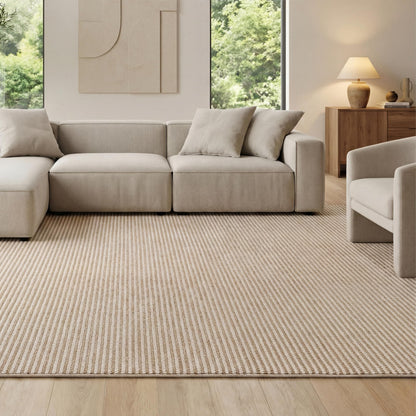 Bedsure 5x7 Faux Wool Area Rugs for Living Room, Machine Washable Carpet, Non-Slip Backing, Pet Friendly Throw Rug for Bedroom Dining Room, Natural Ivory