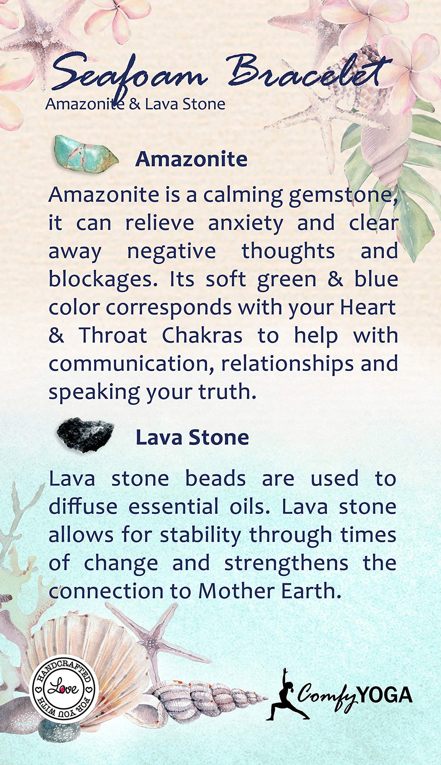 Comfy Yoga - Essential Oil Bracelet - Aromatherapy Bracelet - Lava Stone Bracelet or Necklace - Handmade Yoga Jewelry - Oil Diffuser - Gift for Women (Seafoam)