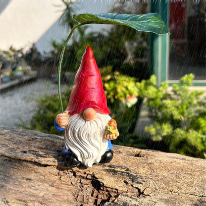 WSHMZYHOME Garden Gnome Statue Decoration with Leaf Umbrella, 6.5” Figurine Ornament for Indoor Outdoor Home Patio Yard Lawn, for Gnome Lovers & Garden Enthusiasts，Mom，Women