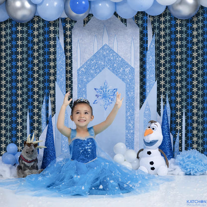 KatchOn, Blue Snowflake Fringe Curtain - Pack of 3 | Snowflake Tinsel Backdrop for Christmas Decorations Indoor | Christmas Foil Fringe Curtains | Snowflake Curtain for Snowflake Decorations