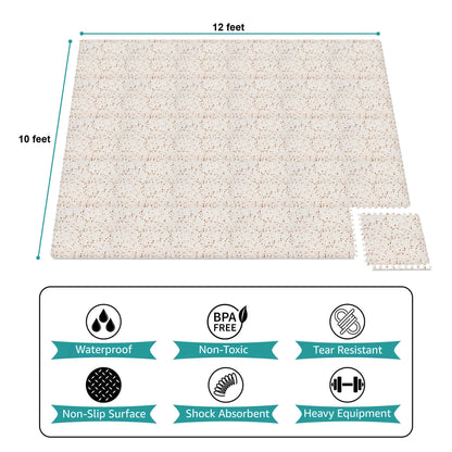Sorbus 120 Sq. Ft. Wood Grain Floor Tiles Foam Mat EVA Interlocking Mats Tile 3/8-Inch Thick Flooring Wood Puzzle Exercise Mats w/Borders - Home Playroom Basement, Apartment, Trade Show, Baby, Dance